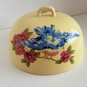 Songbird Garden Rosie B. Farmer Yellow Cheese Or Butter Dome Cloche Floral 6.25"